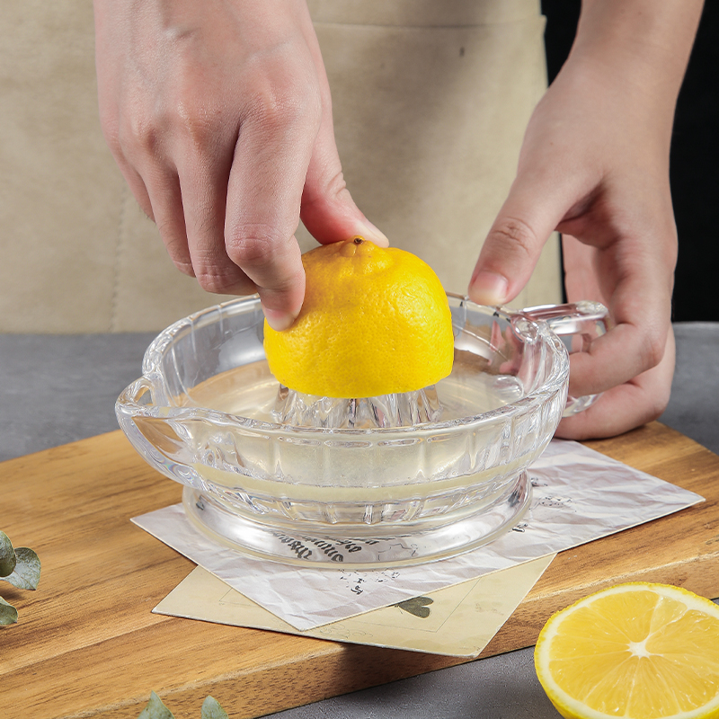 家用玻璃手动柠檬榨汁器压汁器橙汁西柚青柠挤汁器果汁神器便携小