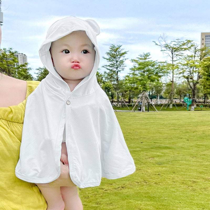 婴儿外出防晒神h器小学生防晒衣女0一6月婴儿防晒帽儿童专用防晒