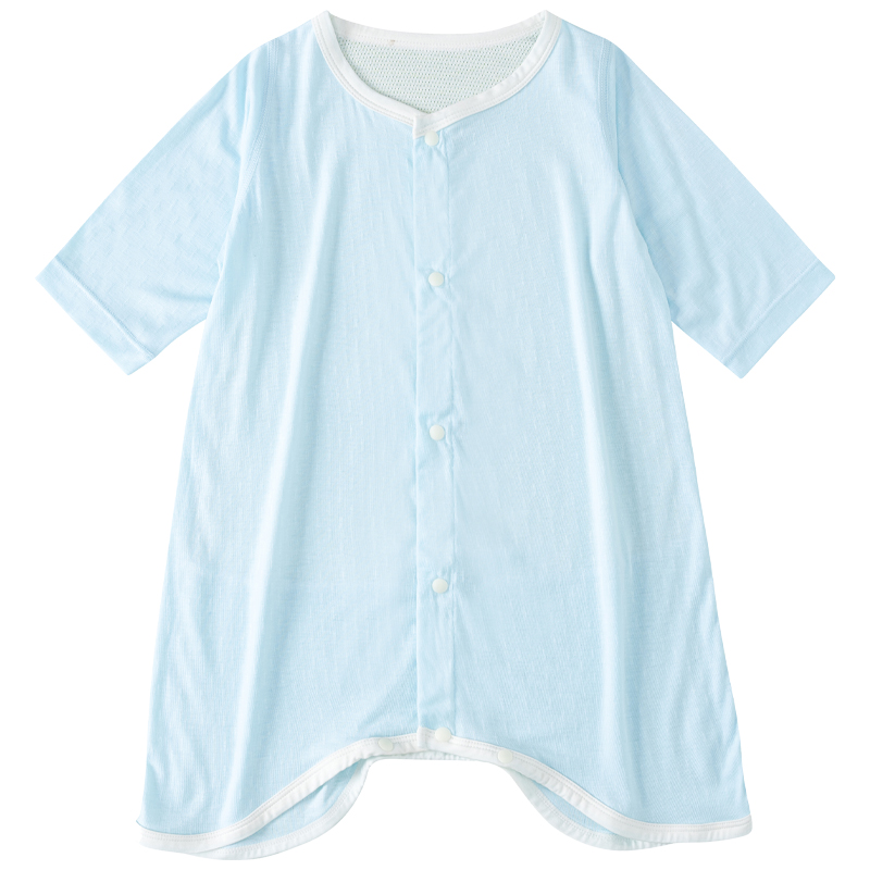 夏季宝宝睡袋莫代尔连体衣婴儿开衫睡衣长袖空调服后背透气网衣服