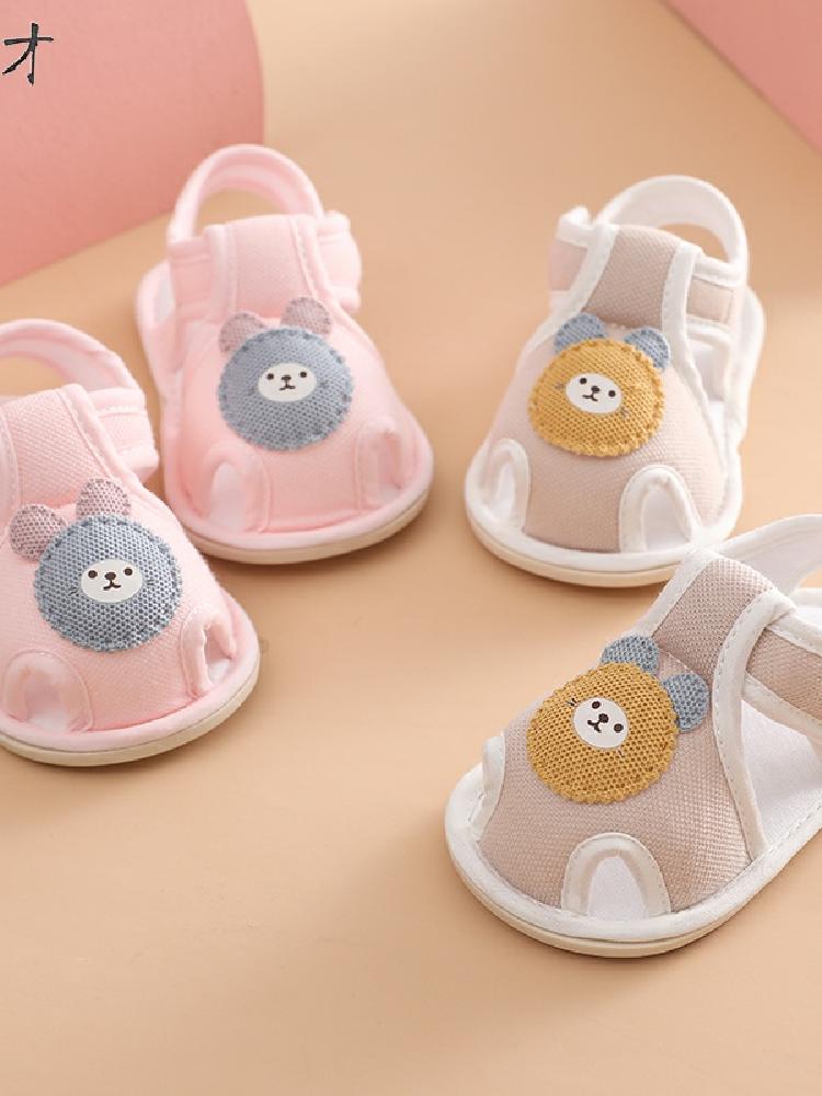 夏季0-1岁宝宝步前鞋6-12个月透气舒适软底防滑婴儿鞋凉鞋不掉跟