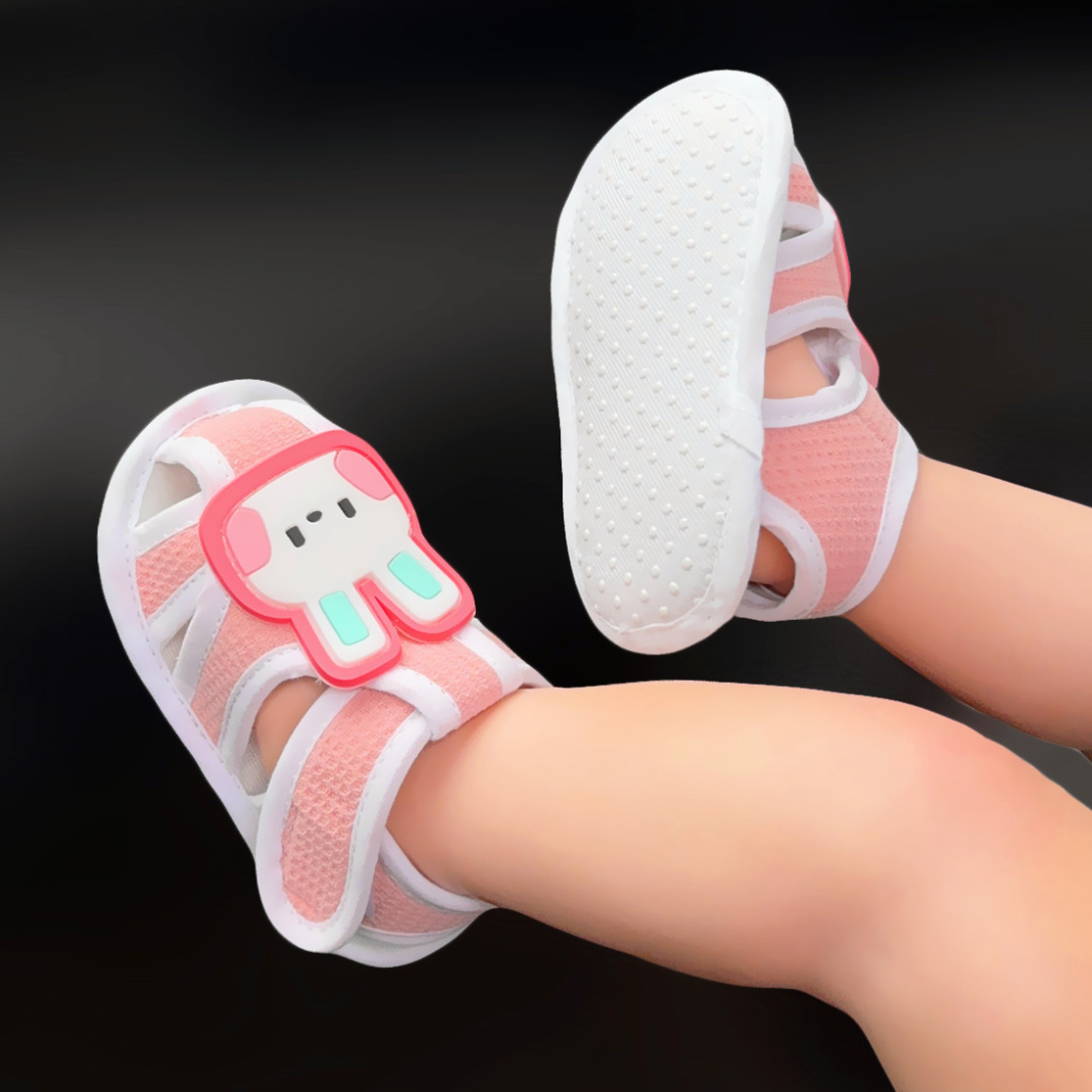 夏季0-1岁女宝宝凉鞋软底婴儿学步鞋布面鞋子防滑婴幼儿鞋男不掉2