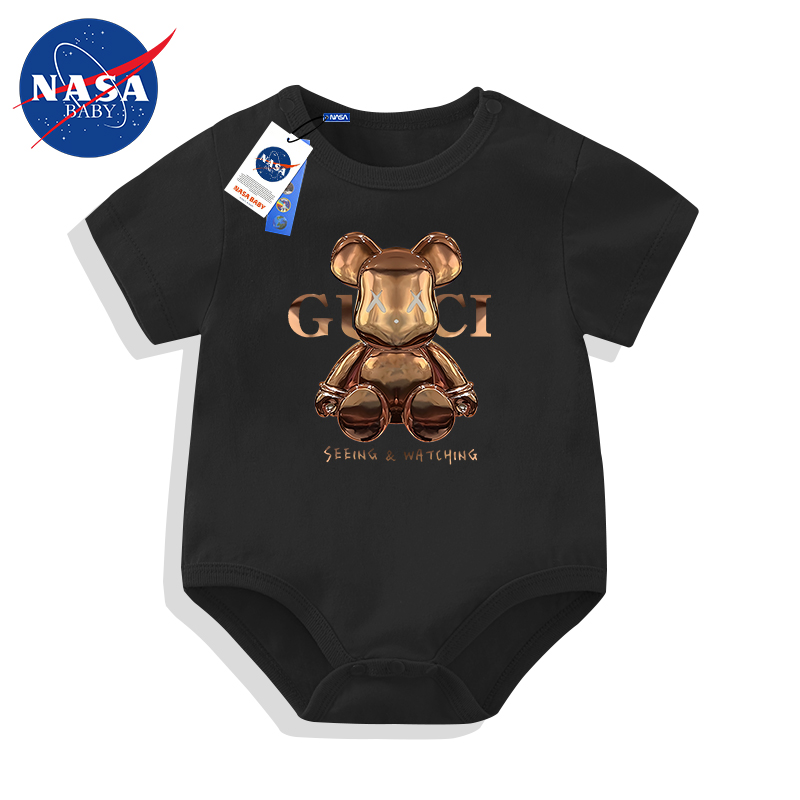 NASA夏季薄款初生婴儿连体衣服四个月夏天短袖三角宝宝包屁空调服