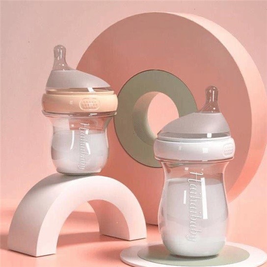 儿玻璃奶瓶偏中心防胀气呛奶仿母乳多用婴儿喝水奶瓶