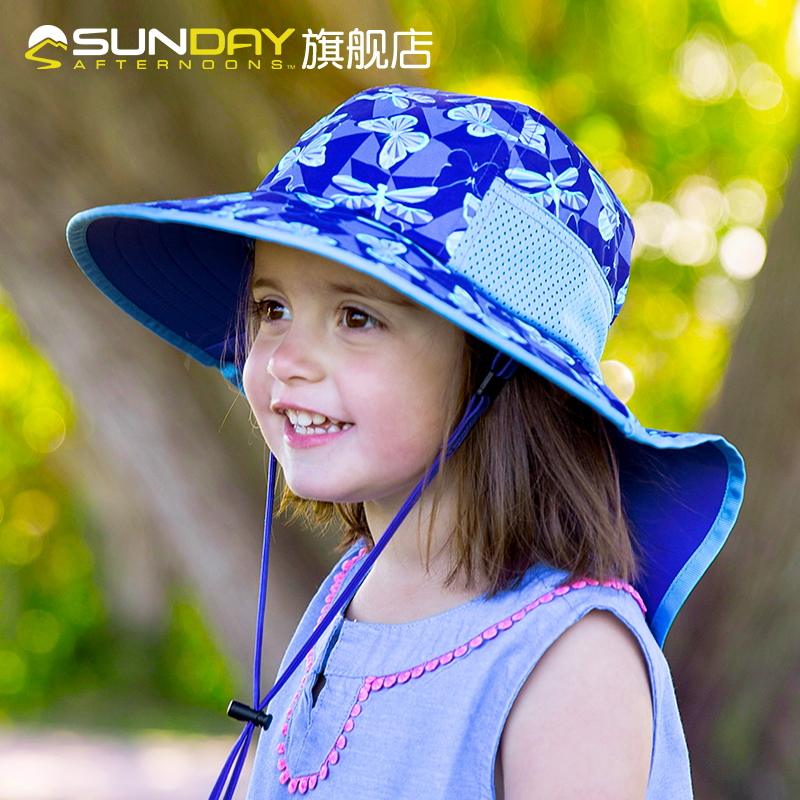 美国SundayAfternoons儿童防晒帽婴儿宝宝沙滩遮阳帽儿童太阳帽
