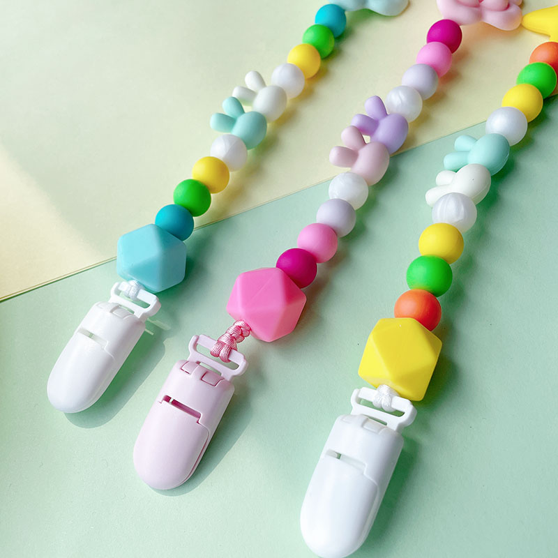 宝宝硅胶奶嘴链婴儿牙胶防丢链食品级硅胶绳玩具防丢带儿童牙胶