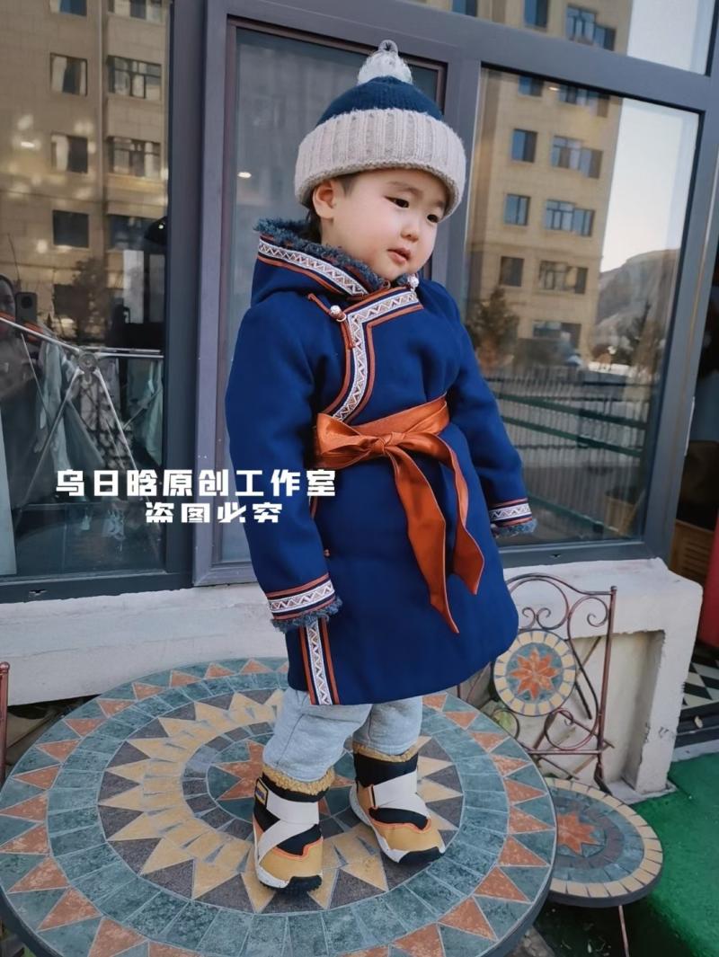 SUUNAI.WRH蒙古元素民族风棉衣外套大衣蒙古袍男女宝手工冬季儿童