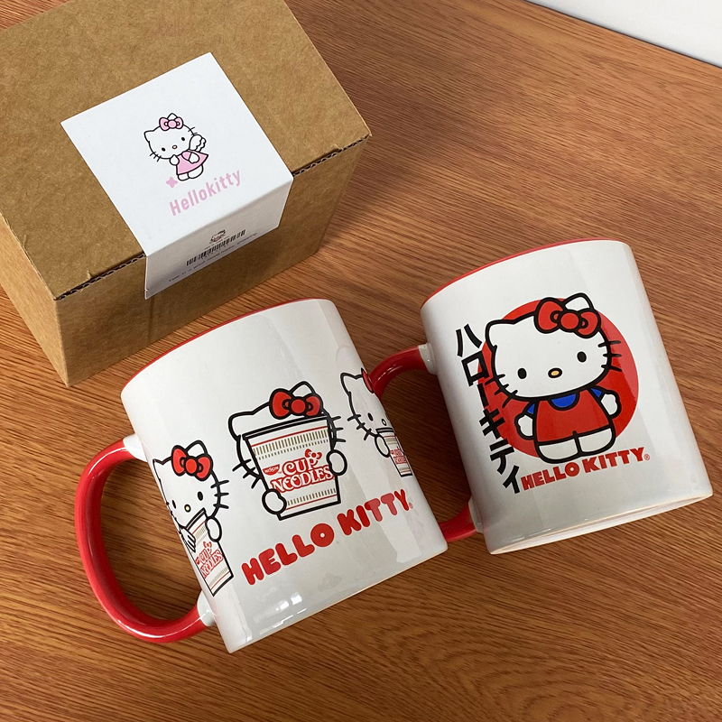 出口日本 Hello Kitty凯蒂猫可爱卡通水杯子儿童陶瓷马克杯kt猫