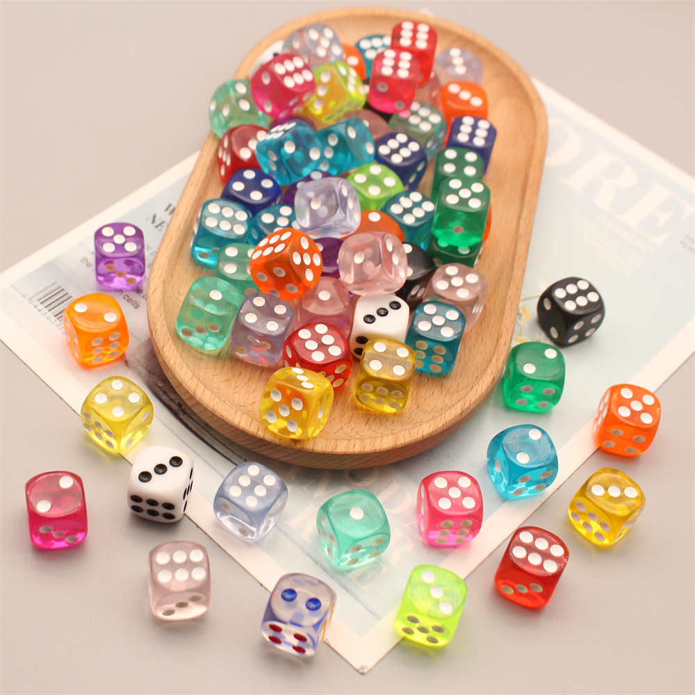 水晶透明骰子玩具数字彩色ktv道具15mm筛子麻将家用塑料酒吧色子