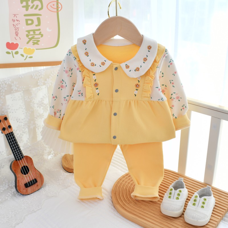 女宝宝套装春秋纯棉长袖小公主长袖分体外穿小女孩1-3岁婴儿2件套
