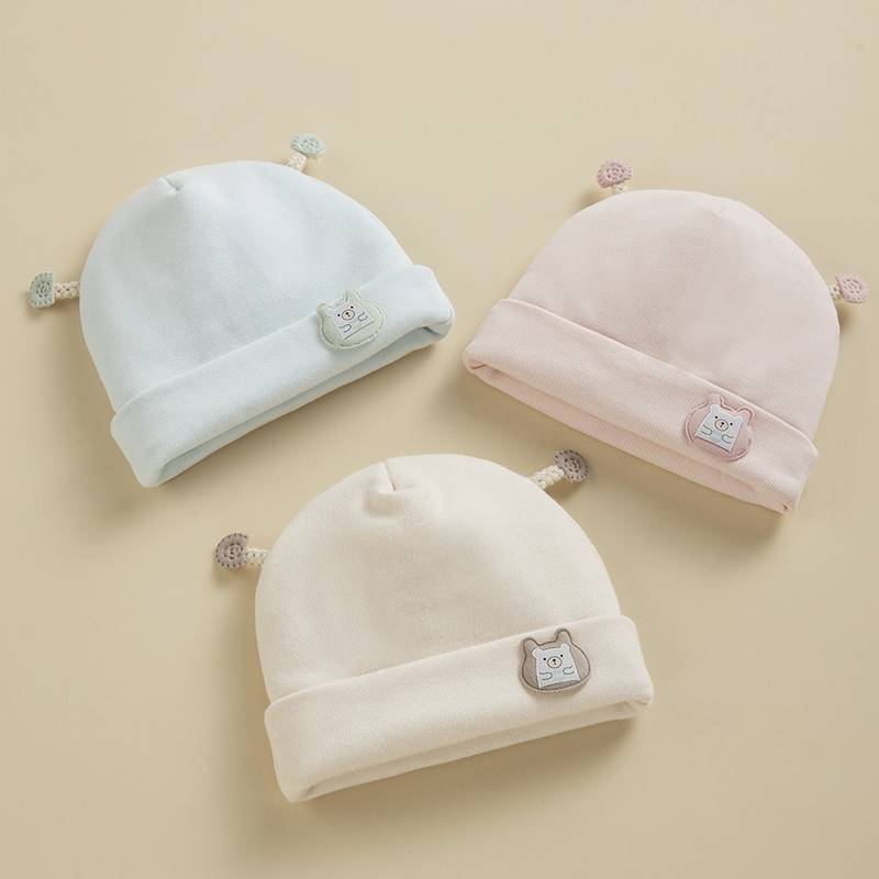 初生婴儿帽子秋冬季纯棉胎帽新生儿0一3到6个月男女宝宝冬天保暖
