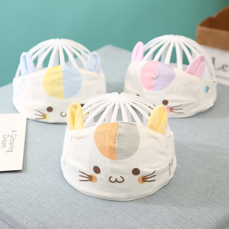 日本进口男女婴儿帽子春夏季纯棉新生儿胎帽薄款宝宝护囟门卤门帽