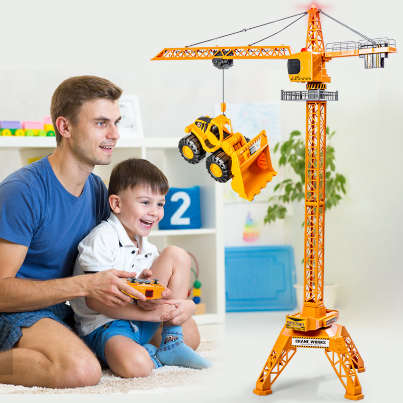 大号仿真遥控塔吊玩具车工程车电动儿童起重机男孩旋转吊车塔模型