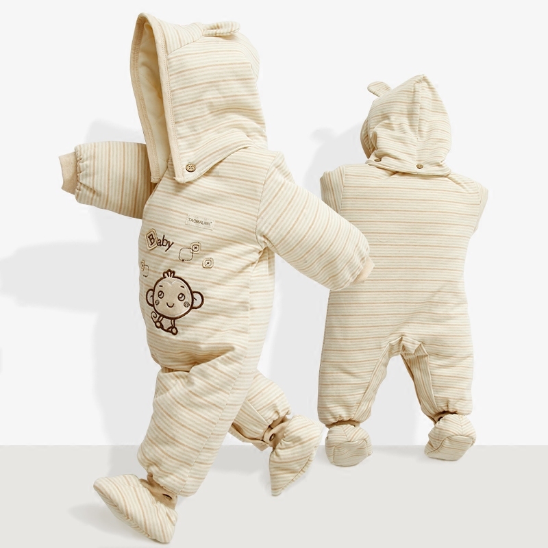 宝宝棉衣套装加厚 6-12个月婴儿三件套婴儿冬装棉服男女棉袄外套