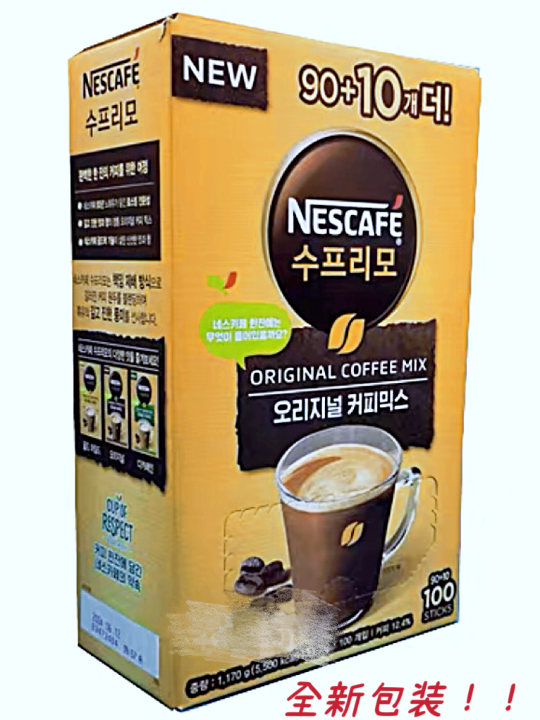 韩国进口Nescafe雀巢咖啡Supremo金牌100条三合一咖啡礼盒装1170g