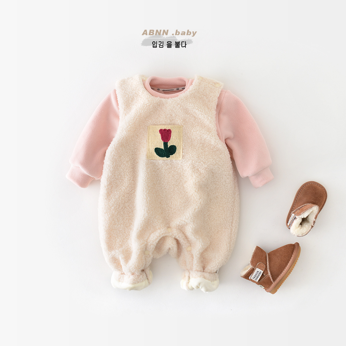 婴儿衣服女宝宝秋冬装连体超萌洋气冬季加绒外出两件套装冬天一岁