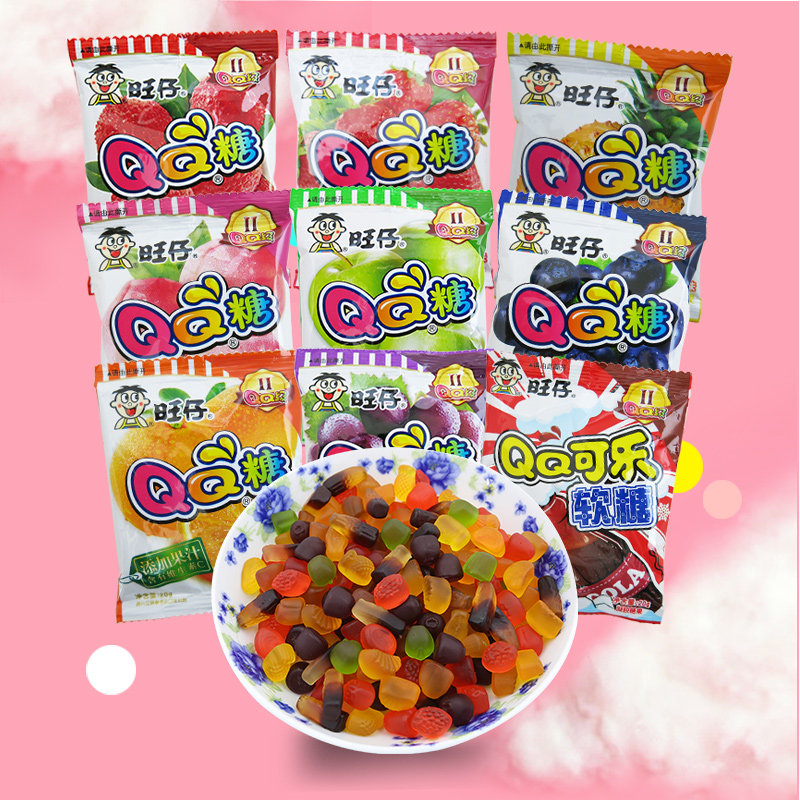 新货2月产旺仔QQ糖果汁软糖橡皮糖旺旺草莓可乐味糖果儿童零食多
