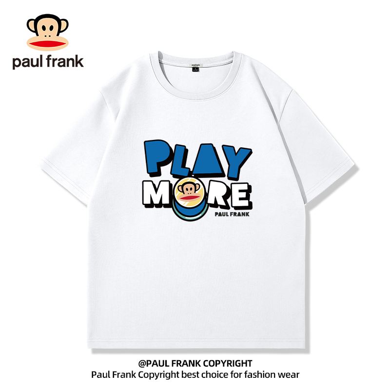 Paulfrank/大嘴猴美式潮牌T恤男夏季纯棉短袖男款白色男士五分袖