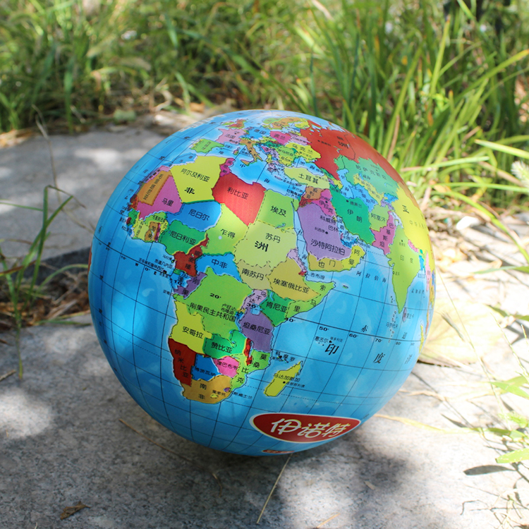 伊诺特8.5寸彩印世界地图球 宝宝认知球地球仪玩具充气弹力小皮球