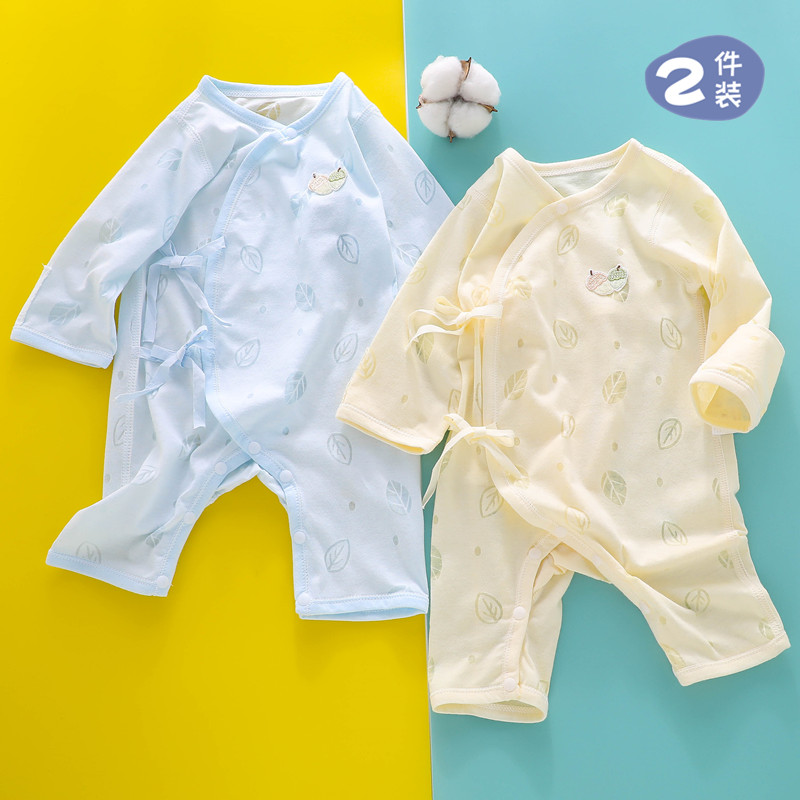 新生婴儿衣服连体衣夏季薄款宝宝蝴蝶哈衣无骨0-3个月初生和尚服
