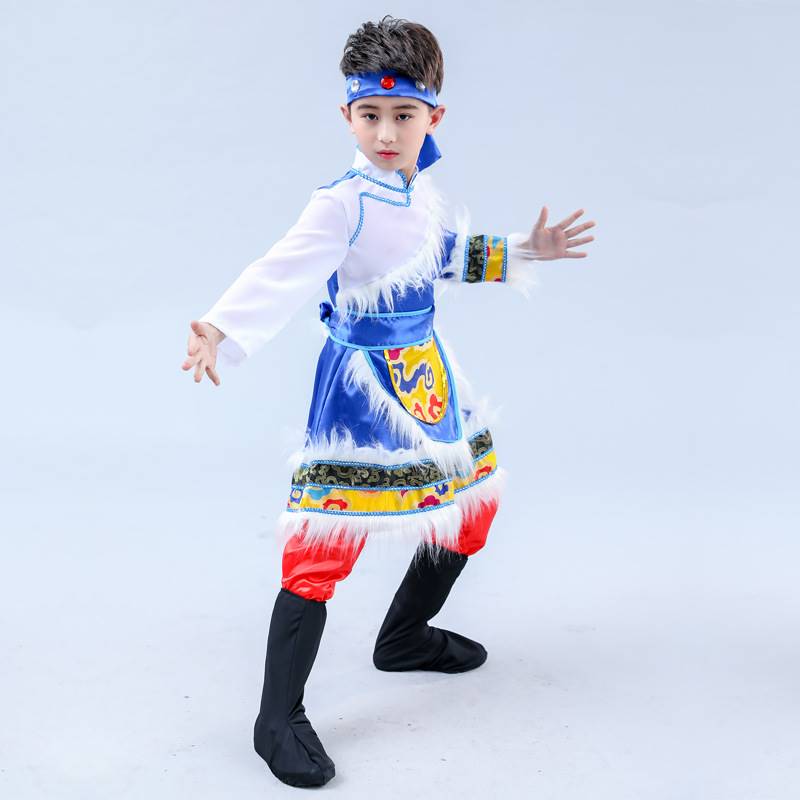 儿童藏族舞蹈民族风蒙古少数民族服装男童西藏表演藏服内蒙古衣服