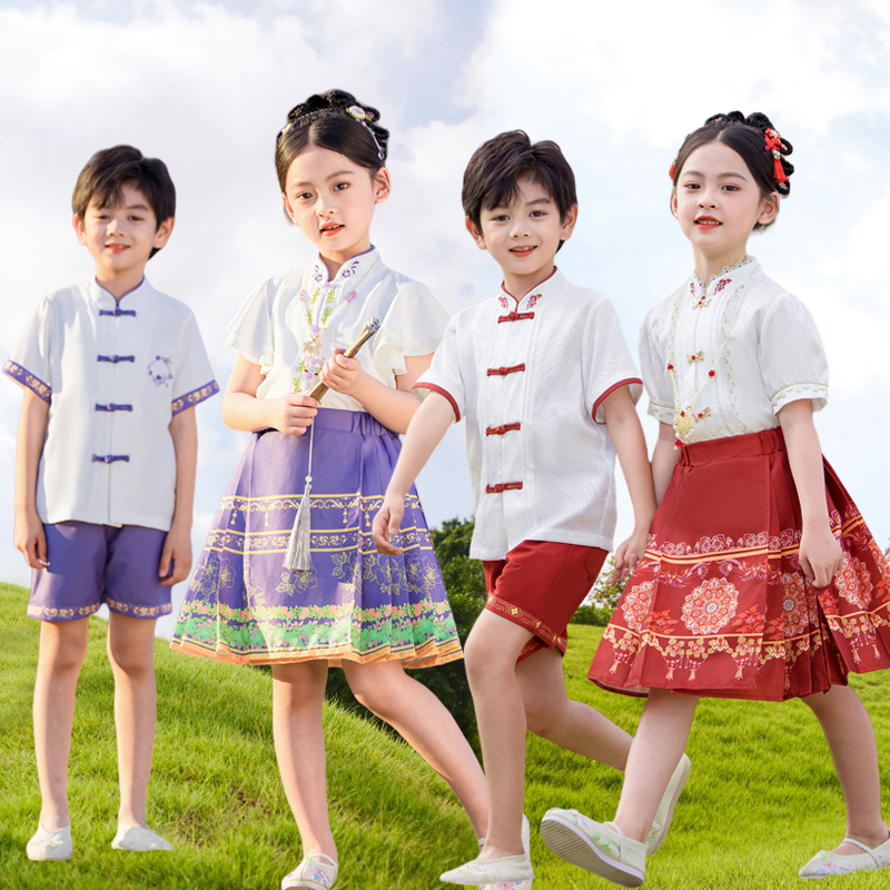 幼儿园园服夏季女童汉服马面裙小学生校服中国风六一儿童演出班服
