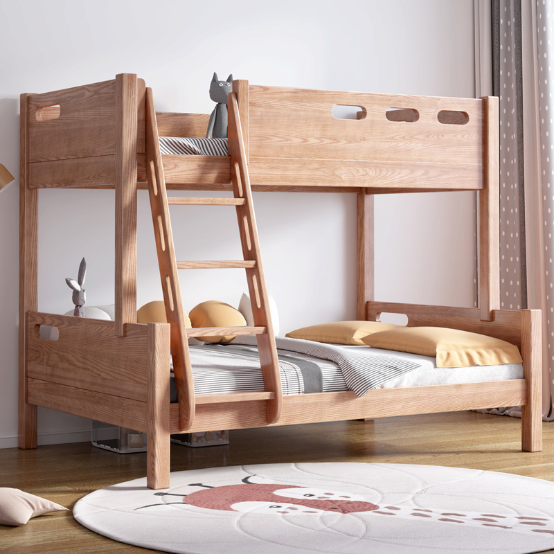 上下铺双层床高低床全实木两层双人床交错式儿童床小户型上下床