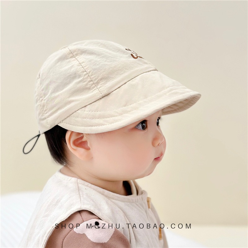 日本婴儿夏季薄款帽子宝宝遮阳防晒太阳帽速干帽笑脸鸭舌帽韩版风