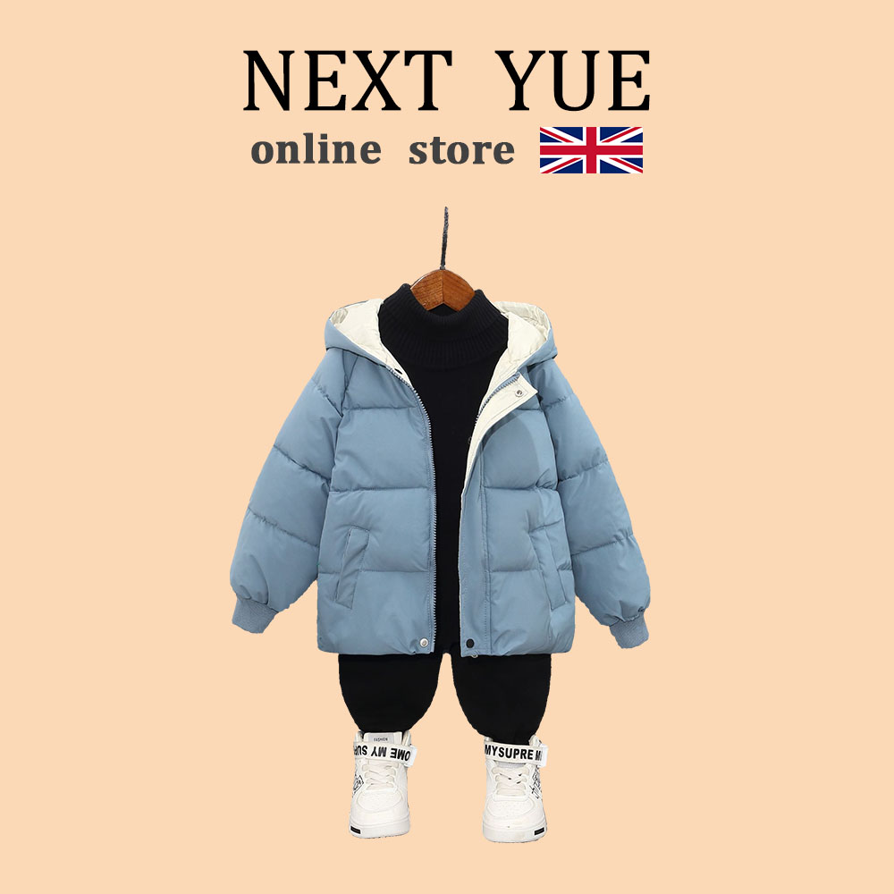 英国NEXT YUE冬季婴儿拜年服加厚洋气连帽小熊短款儿童羽绒服外套