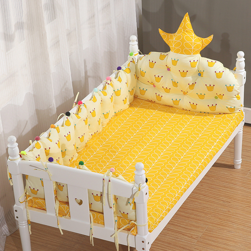 儿童床上用品婴儿床床围拼接挡布宝宝四件套件四季纯棉防撞可拆洗