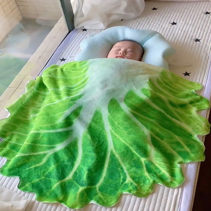 2023新款大白菜毯子搞笑娃娃菜毛毯包被午睡毯婴儿成人空调盖毯