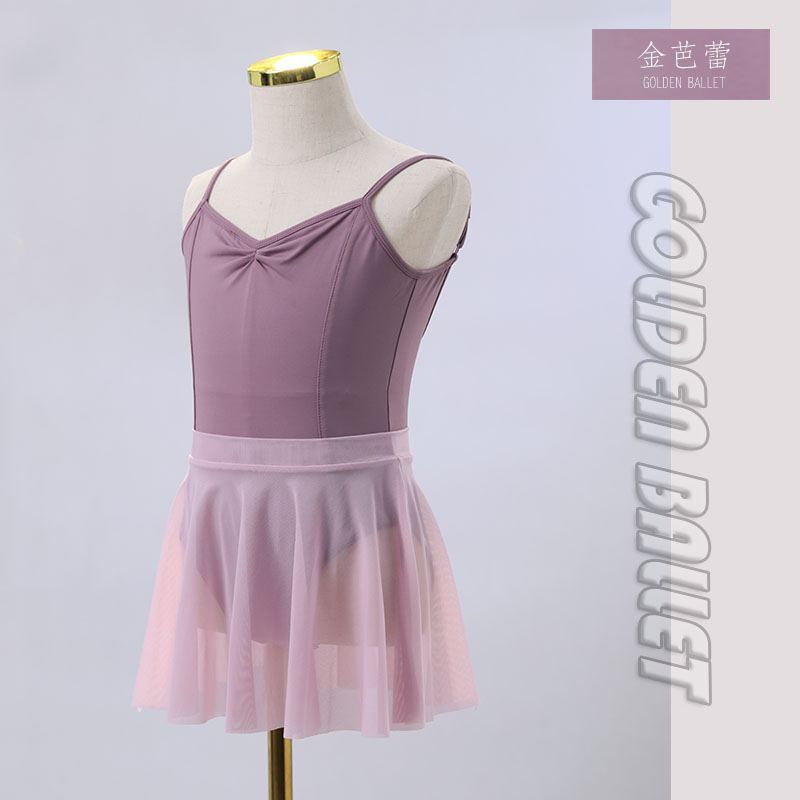 新款夏季女童紫色吊带芭蕾舞体操服中国舞练功服小女孩纱裙蓬蓬裙