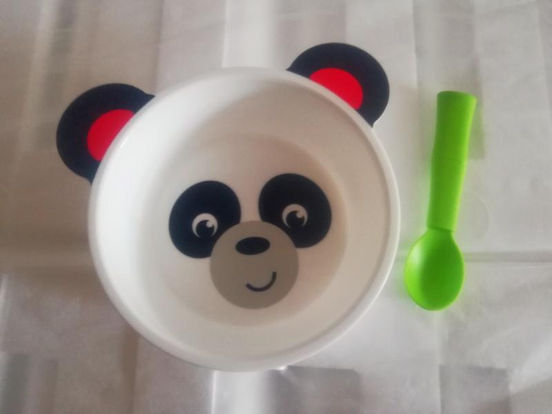 费雪儿童熊猫碗餐具套装婴幼儿辅食喂养宝宝小碗卡通图案带勺子