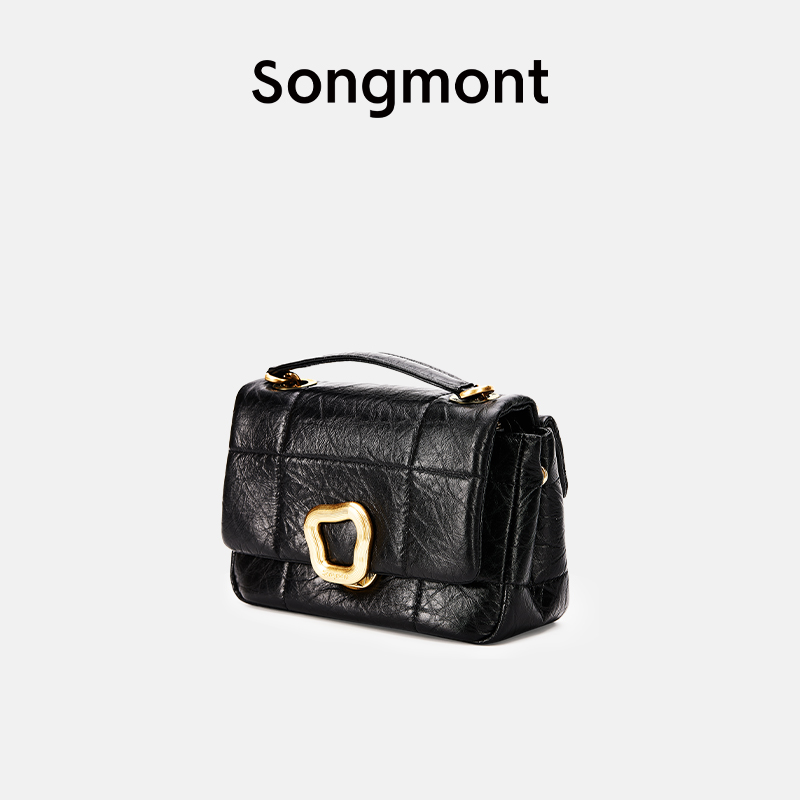 Songmont小号巧克力包系列设计师新款牛皮斜挎链条软手机包小方包