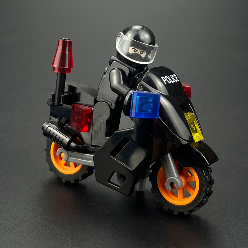 军事积木人仔特警人偶猛禽摩托车警察小人模型儿童拼插益智力玩具
