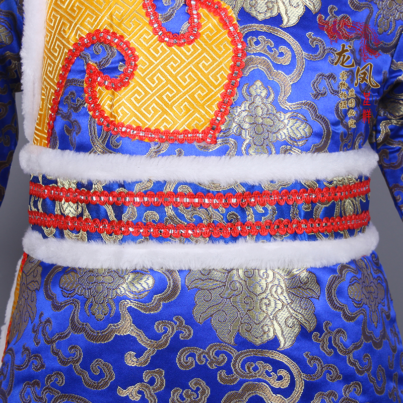 儿童蒙古袍棉服男孩蒙古族秋冬服装日常生活装民族蒙古演出舞蹈服