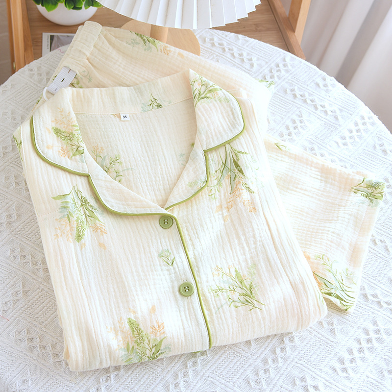 孕妇睡衣夏季薄款纯棉纱布月子服产后透气吸汗好哺乳喂奶衣家居服