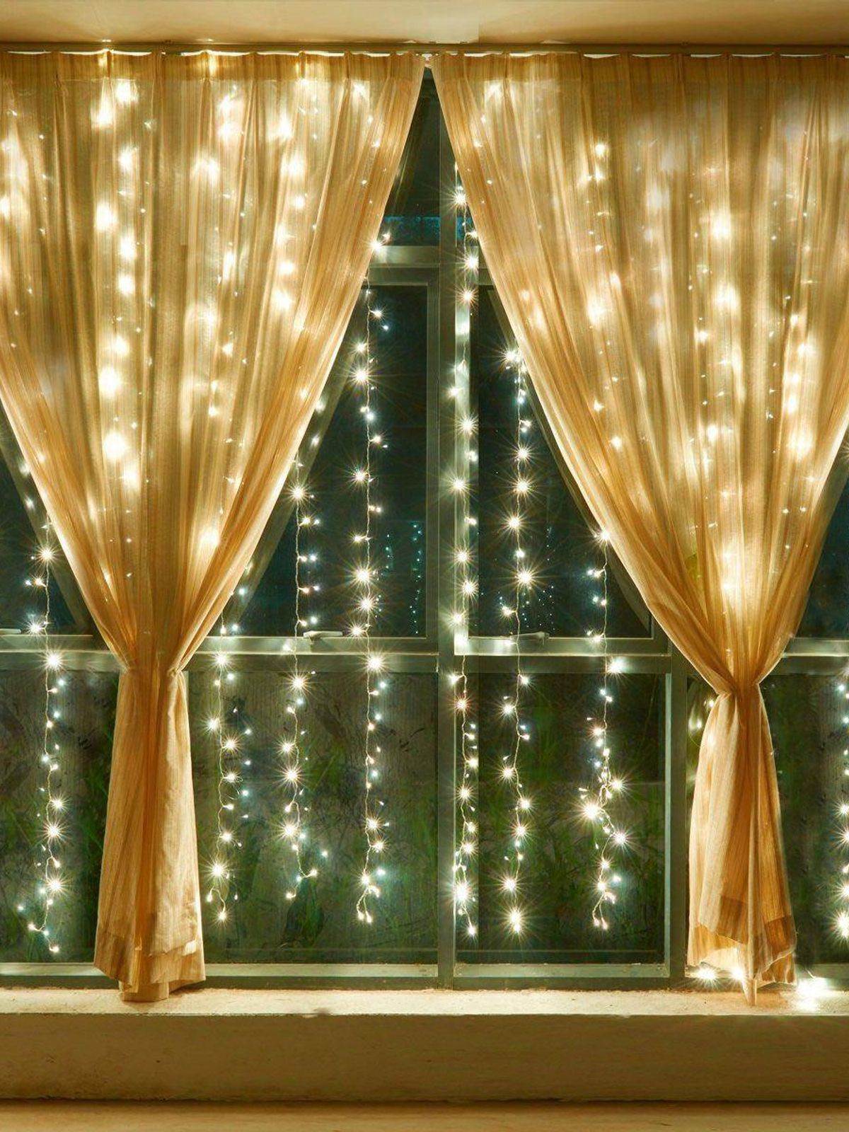 窗帘灯瀑布灯led灯帘满天星房间的装饰圣诞网红氛围窗户阳台DYQY