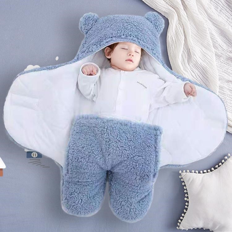 婴儿抱被新生儿初生幼儿外出包被秋冬加厚睡袋宝宝防惊跳襁褓睡衣