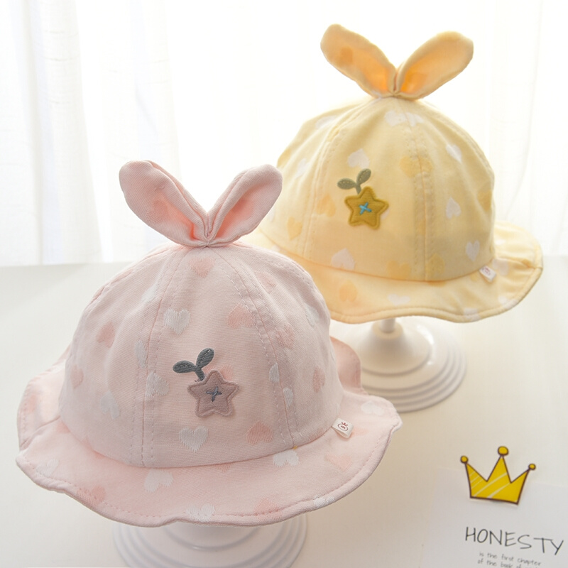 。6一12月婴儿帽薄0一1岁帽子女宝夏季洋气春秋渔夫帽遮阳帽公主