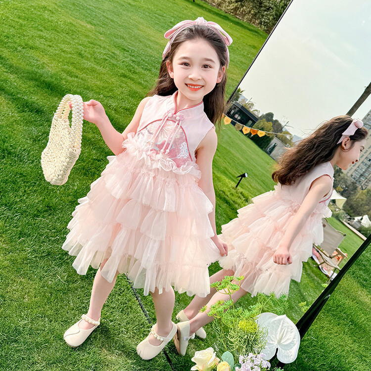 女童新中式连衣裙夏装4新款公主裙儿童夏季背心裙子宝宝蛋糕裙