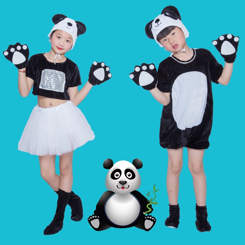 儿童演出服熊猫幼儿亲子动物服六一造型服舞蹈服小熊熊猫表演服