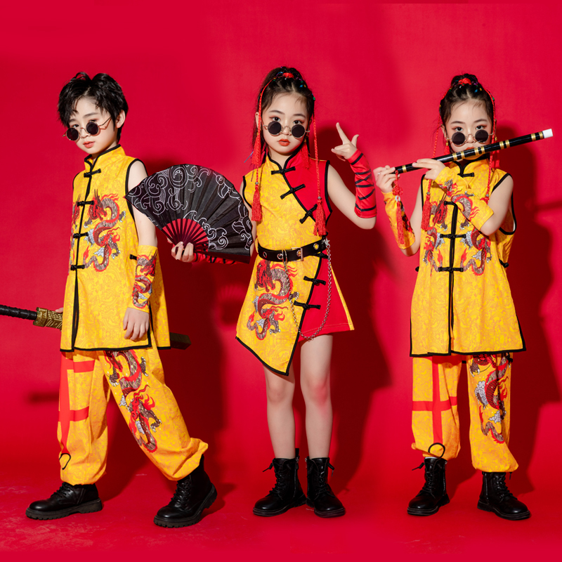六一儿童练功服演出服中国风武术表演女童民族服装训练走秀表演服