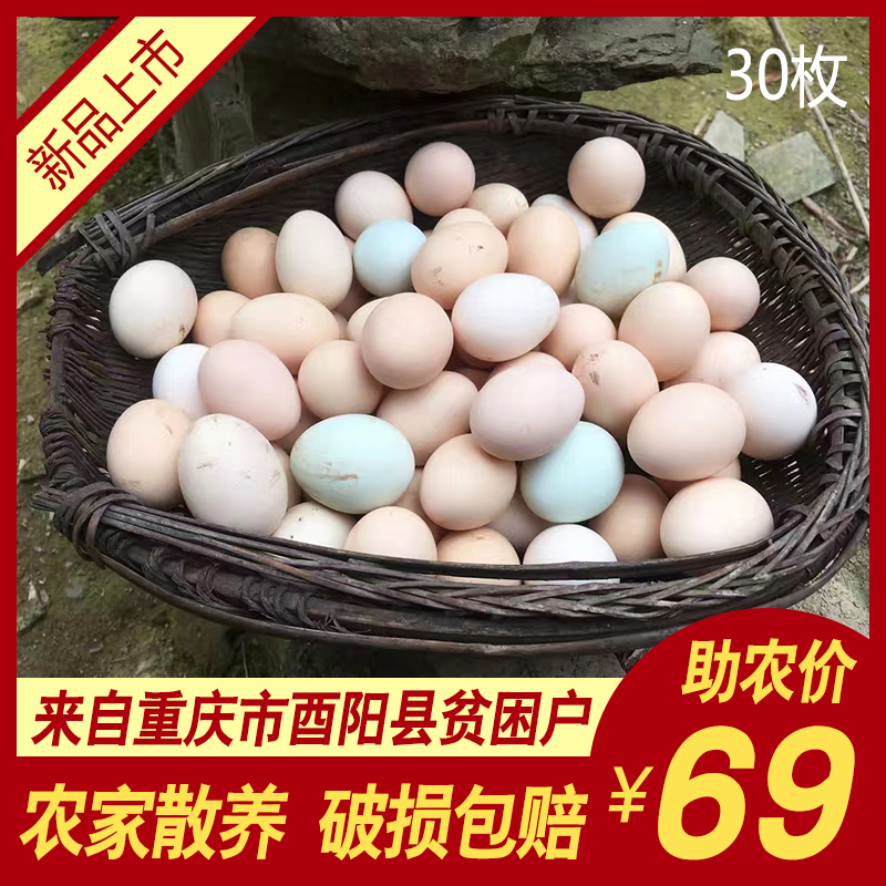 农村土鸡蛋柴鸡蛋笨鸡蛋农家散养虫草鸡蛋30枚宝宝辅食孕妇食品