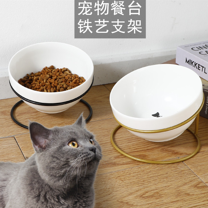猫碗保护颈椎碗架子猫粮食盆饭碗倾斜斜口高脚宠物狗狗猫咪饮水碗