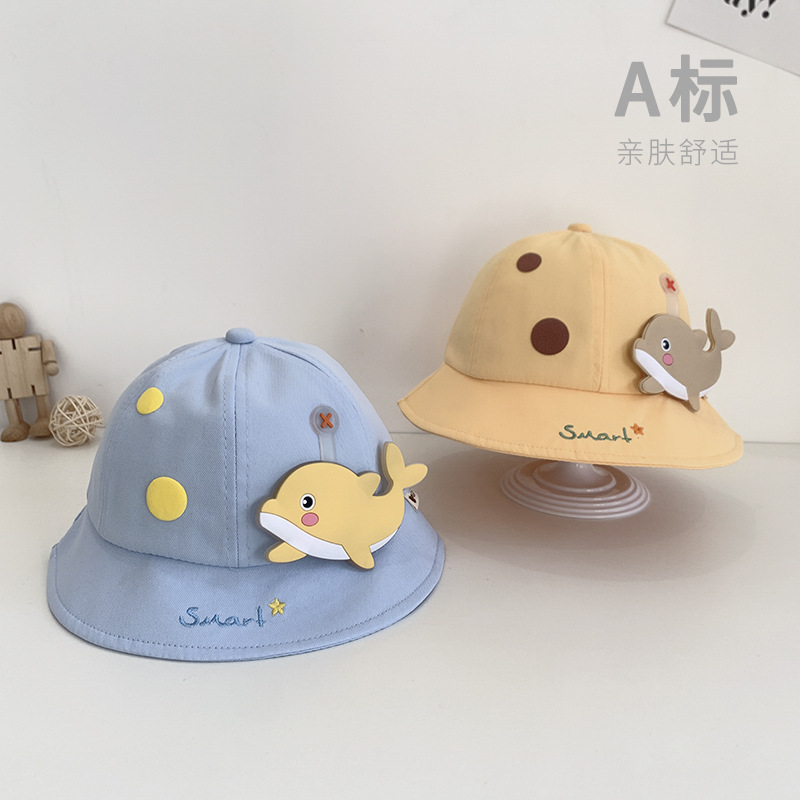 1一2岁婴儿帽子可爱春秋薄款儿童男宝宝渔夫防晒遮阳太阳男孩春季