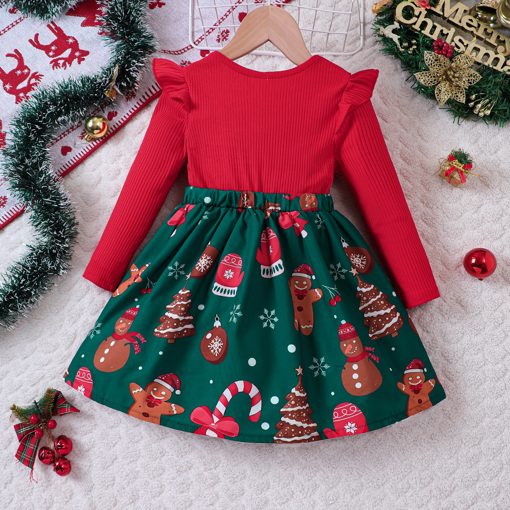 儿童斗篷演出服圣诞日主服装节冬季保暖穿搭穿搭宝宝连衣裙套装
