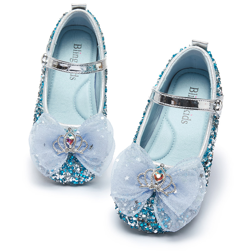 新女童水晶鞋公主鞋水钻鞋闪亮鞋儿童小女孩爱莎公主鞋软底表演新