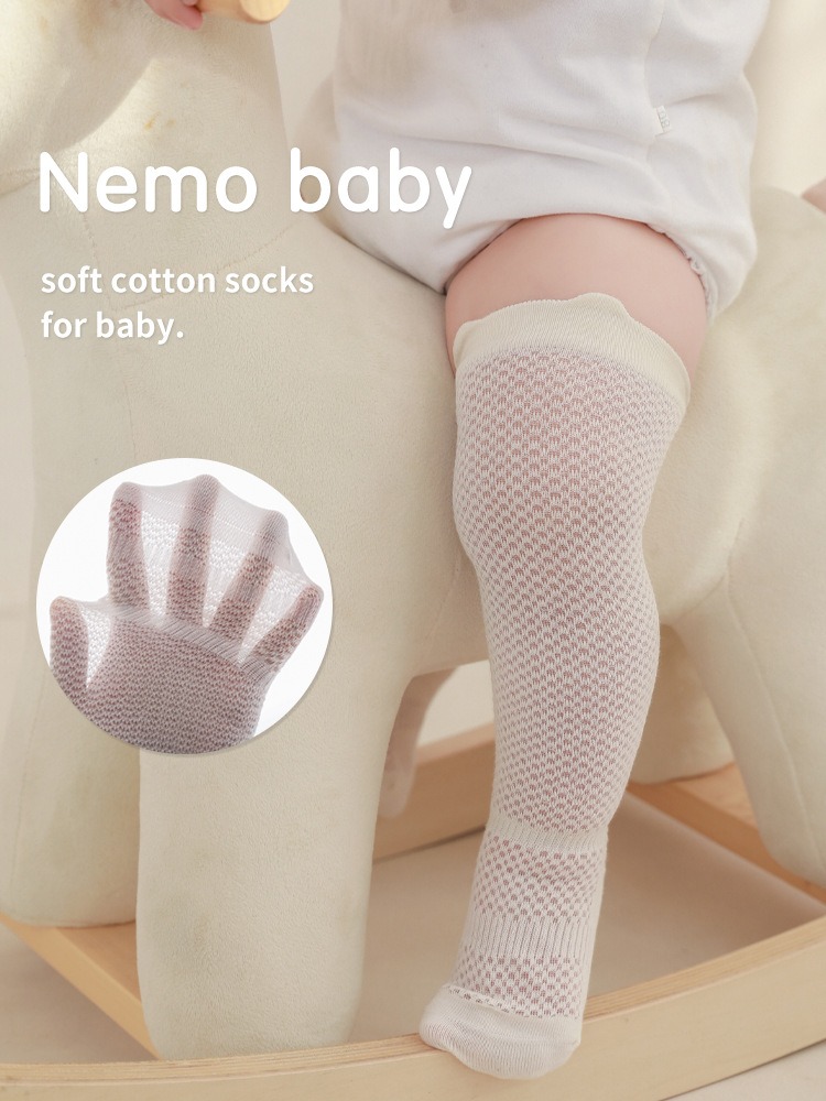 日本新生婴儿袜子夏季超薄防蚊袜松口无骨不勒腿初生宝宝长筒棉袜