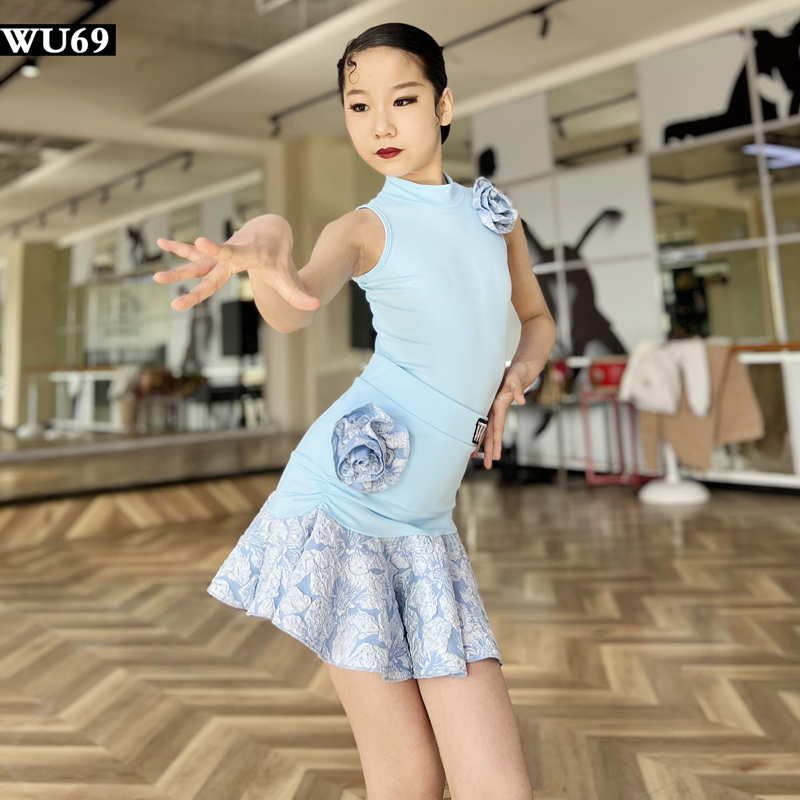 新款拉丁舞练功服女儿童专业表演出服装高级舞蹈裙艺考少儿拉丁服