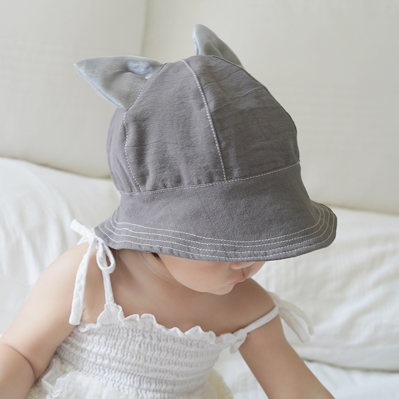 韩国进口婴儿帽子夏季薄款儿童遮阳帽男女宝宝大檐防晒渔夫帽透气